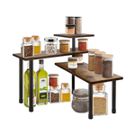 3 Tier Metal Corner Spice Rack with Hooks