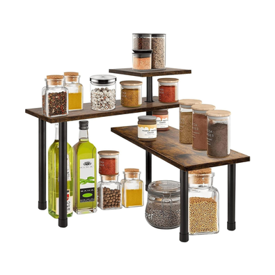 3 Tier Metal Corner Spice Rack with Hooks cover