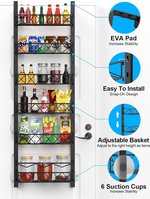 6 Tier Over Door Pantry Organiser - Black alternate 2