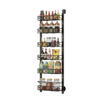 6 Tier Over Door Pantry Organiser - Black cover