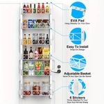 6 Tier Over Door Pantry Organiser - White alternate 2