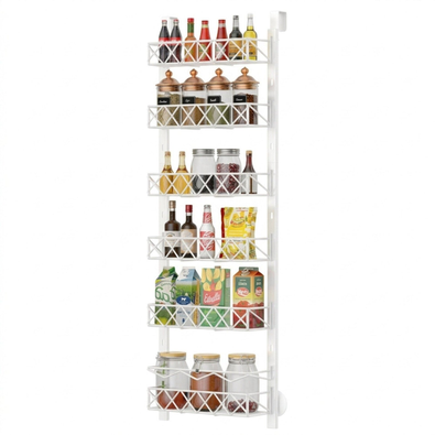 6 Tier Over Door Pantry Organiser - White cover