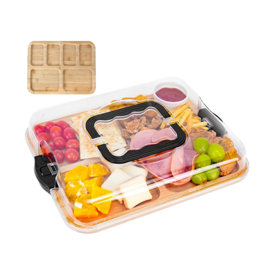 Bamboo Charcuterie Board with Lid and Handle cover