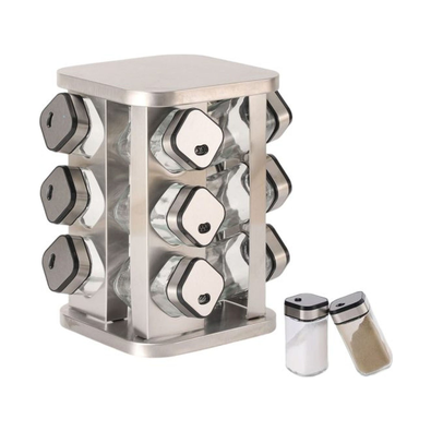 Rotating Spice Rack with 12 Glass Jars cover