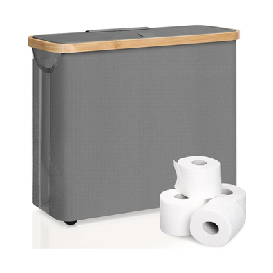 Toilet Paper Storage Basket Holds 12 Rolls - Grey cover