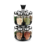 Rotating Spice Rack with 12 Glass Jars