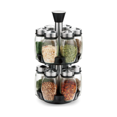 Rotating Spice Rack with 12 Glass Jars cover