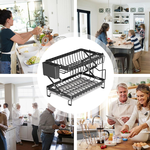 2 Tier Dish Drying Rack with Drain Tray - Black alternate 8