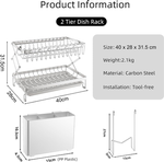 2 Tier Dish Drying Rack with Drain Tray - White alternate 1