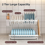 2 Tier Dish Drying Rack with Drain Tray - White alternate 3
