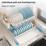 2 Tier Dish Drying Rack with Drain Tray - White alternate 4