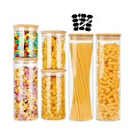 6 Pack Glass Storage Jars with Bamboo Lids