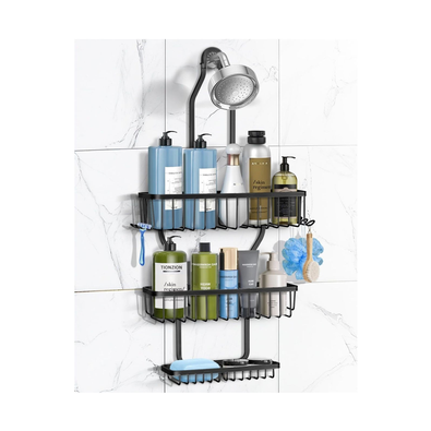 Over Door 3 Tier Shower Caddy Organizer - Black cover