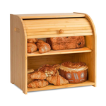 Large Bamboo Bread Box with Roll Top