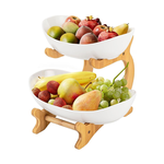 2-Tier Fruit Bowl Basket with Bamboo Stand