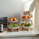 2-Tier Fruit Bowl Basket with Bamboo Stand alternate 1