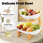2-Tier Fruit Bowl Basket with Bamboo Stand alternate 2