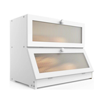 Double Layer Bamboo Bread Box - White