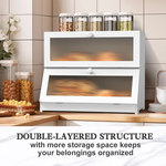 Double Layer Bamboo Bread Box - White alternate 2