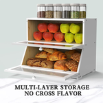 Double Layer Bamboo Bread Box - White alternate 5