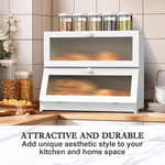 Double Layer Bamboo Bread Box - White alternate 6