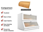 Double Layer Bamboo Bread Box - White alternate 7