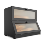 Double Layer Bamboo Bread Box - Black