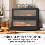 Double Layer Bamboo Bread Box - Black alternate 2