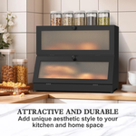 Double Layer Bamboo Bread Box - Black alternate 6