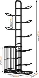 7 Tier Ball Storage Rack with Side Basket alternate 2