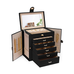 Large Jewelry Box with Mirror - Black