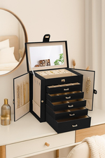 Large Jewelry Box with Mirror - Black alternate 1