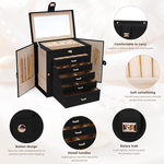 Large Jewelry Box with Mirror - Black alternate 4
