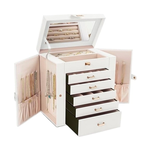 Large Jewelry Box with Mirror - White