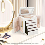 Large Jewelry Box with Mirror - White alternate 3