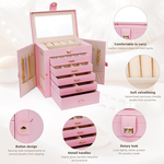 Large Jewelry Box with Mirror - Pink alternate 4