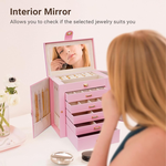 Large Jewelry Box with Mirror - Pink alternate 6