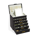 6-Layer Jewellery Box with Mirror - Black