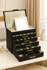 6-Layer Jewellery Box with Mirror - Black alternate 1
