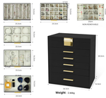 6-Layer Jewellery Box with Mirror - Black alternate 2