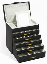 6-Layer Jewellery Box with Mirror - Black alternate 8