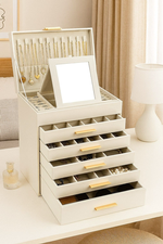 6-Layer Jewellery Box with Mirror - White alternate 1