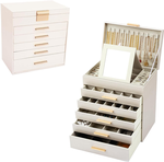 6-Layer Jewellery Box with Mirror - White alternate 8