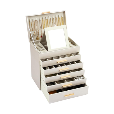 6-Layer Jewellery Box with Mirror - White cover