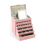 6-Layer Jewellery Box with Mirror - Pink