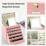 6-Layer Jewellery Box with Mirror - Pink alternate 3