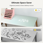 6-Layer Jewellery Box with Mirror - Pink alternate 4