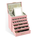 6-Layer Jewellery Box with Mirror - Pink alternate 7