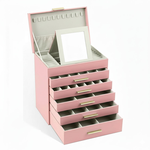 6-Layer Jewellery Box with Mirror - Pink alternate 8