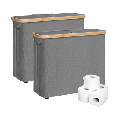 2-Pack Toilet Paper Storage Basket - Grey cover